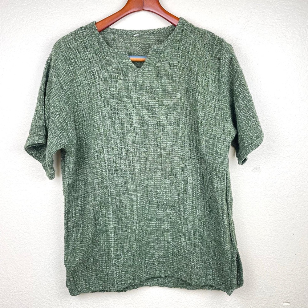 Womens Top Sz L %100 Cotton Earthy Boho Cottage Natural Granola Minimalist Boho